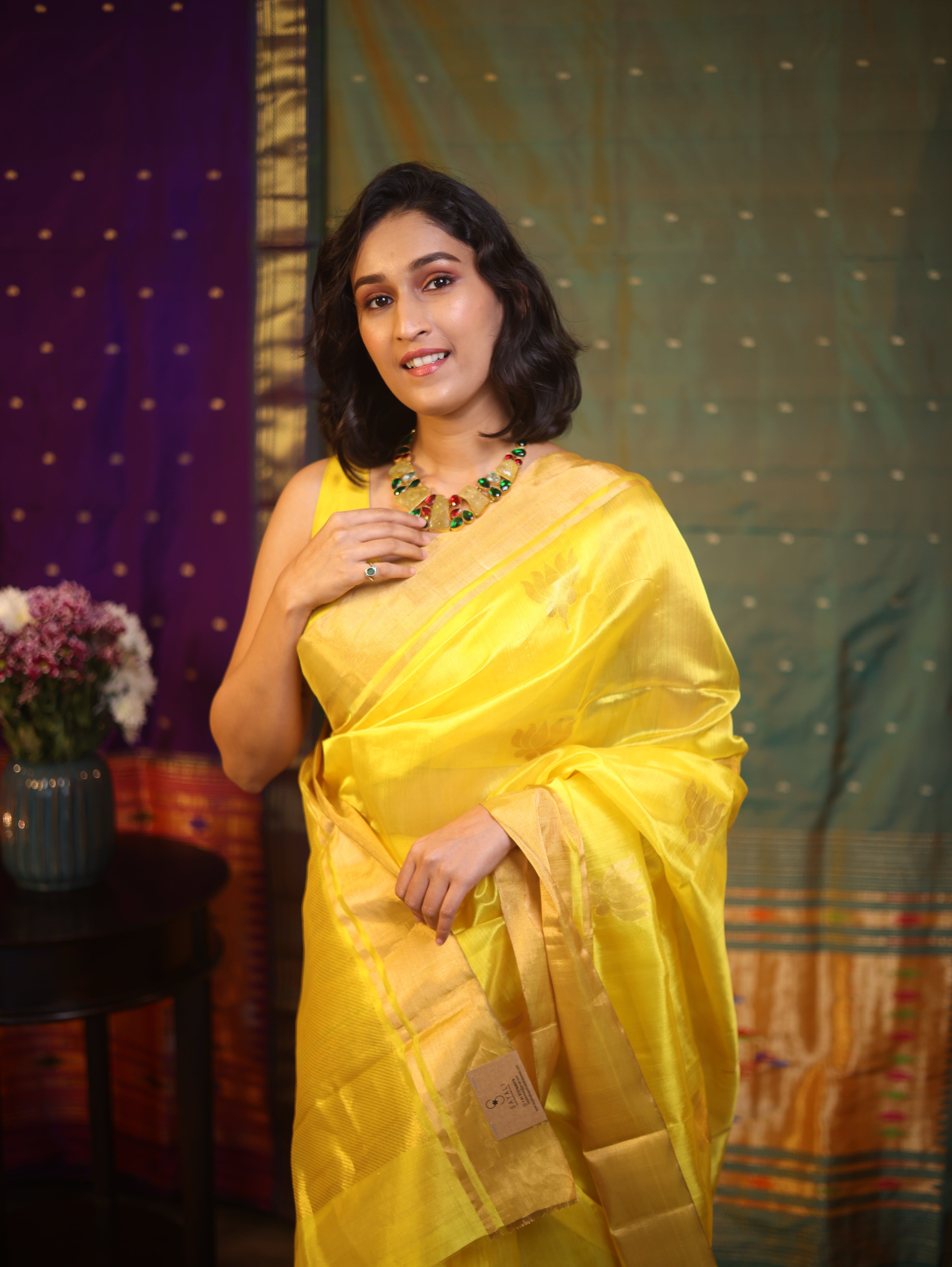 Yellow Chanderi Silk Saree - SRYCSS338