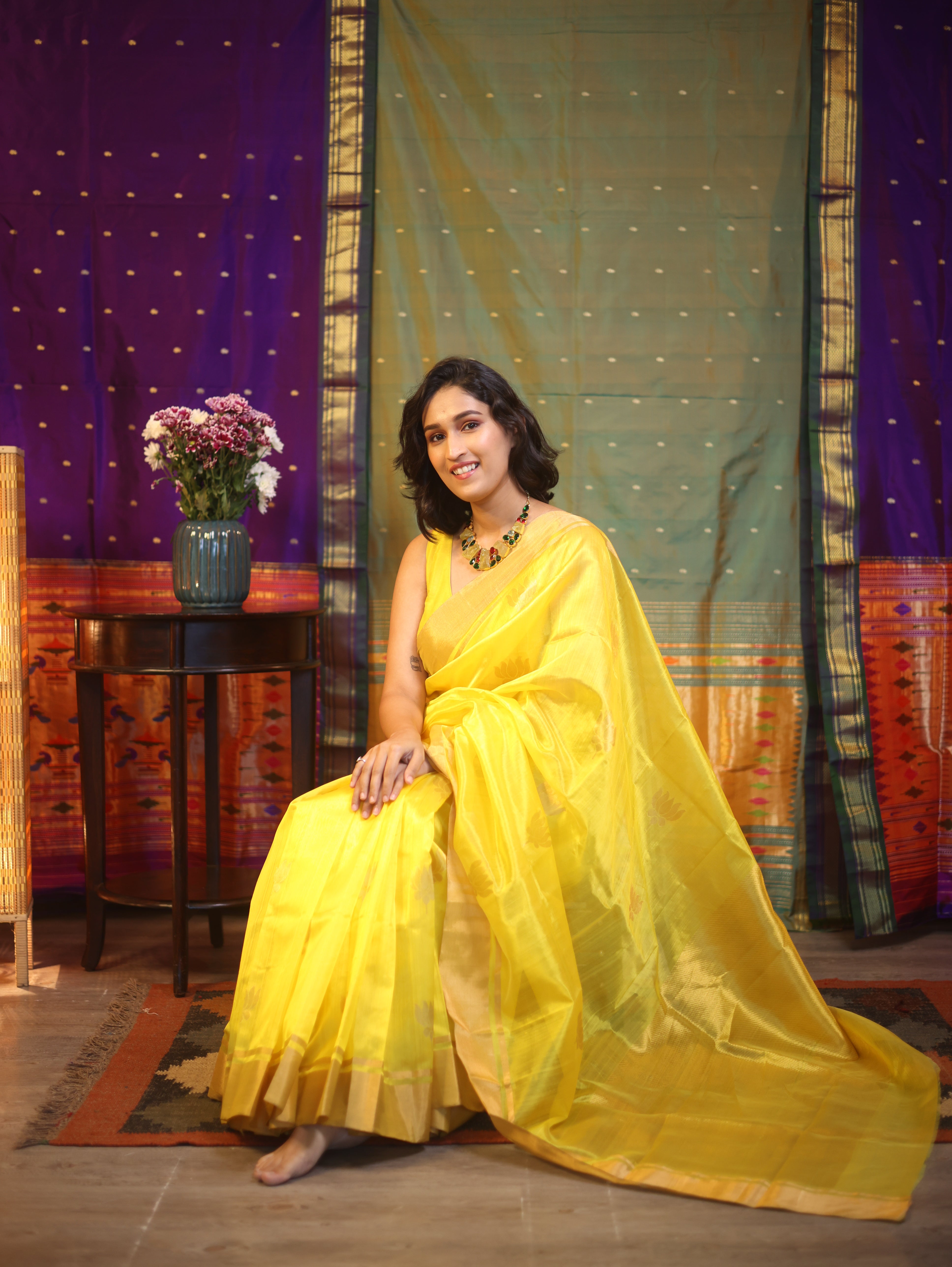 Yellow Chanderi Silk Saree - SRYCSS338