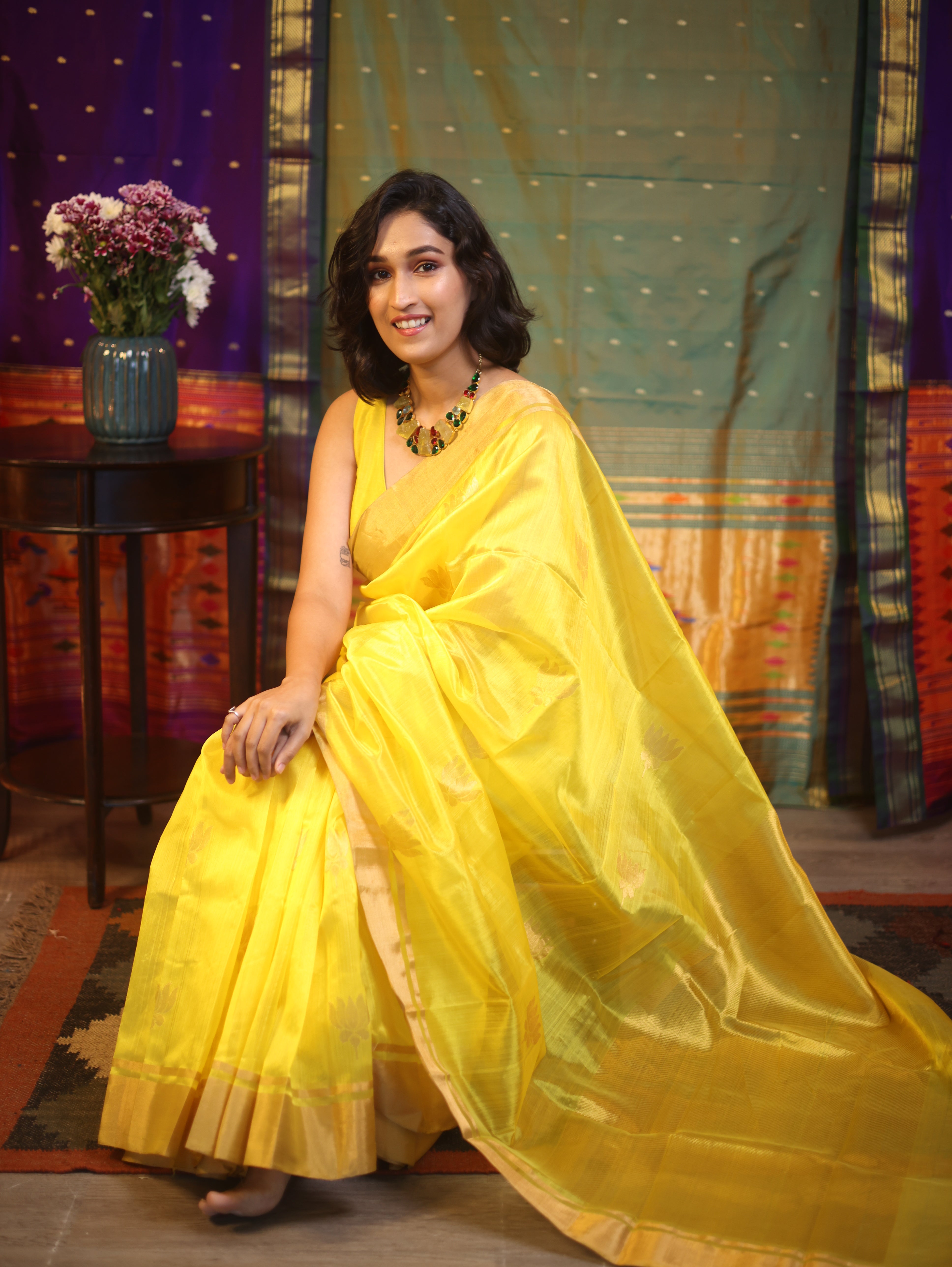 Yellow Chanderi Silk Saree - SRYCSS338