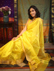 Yellow Chanderi Silk Saree - SRYCSS338
