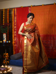 Golden Red Kanjeevaram Silk Saree-SRGRKSS467