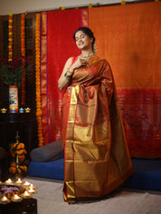 Golden Red Kanjeevaram Silk Saree-SRGRKSS467
