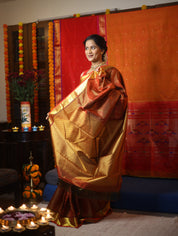 Golden Red Kanjeevaram Silk Saree-SRGRKSS467