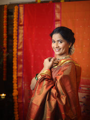 Golden Red Kanjeevaram Silk Saree-SRGRKSS467