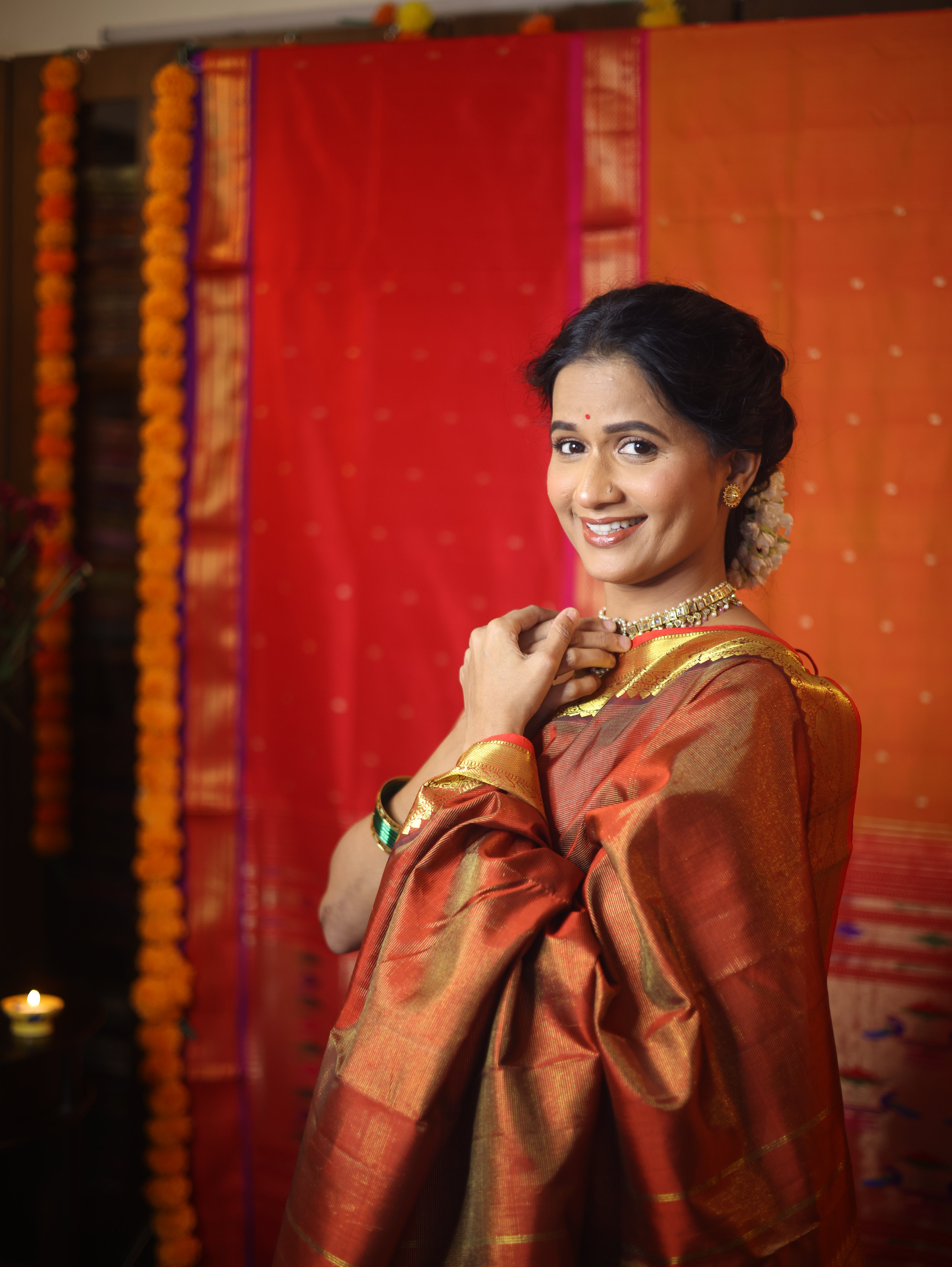 Golden Red Kanjeevaram Silk Saree-SRGRKSS467