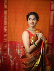 Golden Red Kanjeevaram Silk Saree-SRGRKSS467