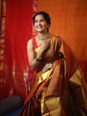 Golden Red Kanjeevaram Silk Saree-SRGRKSS467