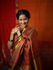 Golden Red Kanjeevaram Silk Saree-SRGRKSS467