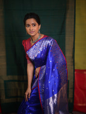 Blue Handborder Chandri Silk Saree -SRNHCSS441