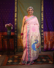 Baby Pink Cotton Paithani Saree - SRBPCPS574
