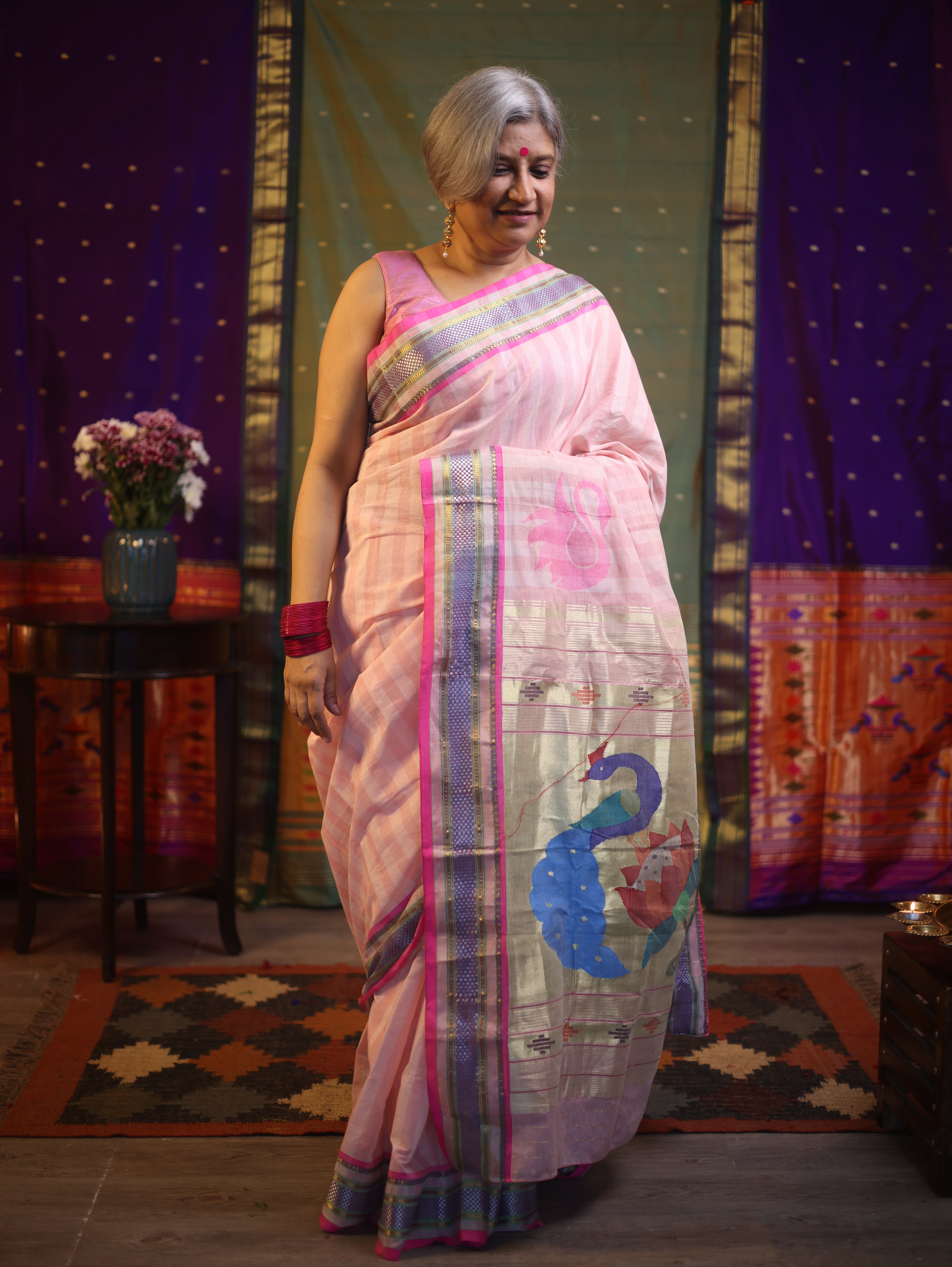 Baby Pink Cotton Paithani Saree - SRBPCPS574