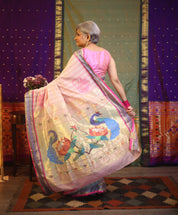 Baby Pink Cotton Paithani Saree - SRBPCPS574
