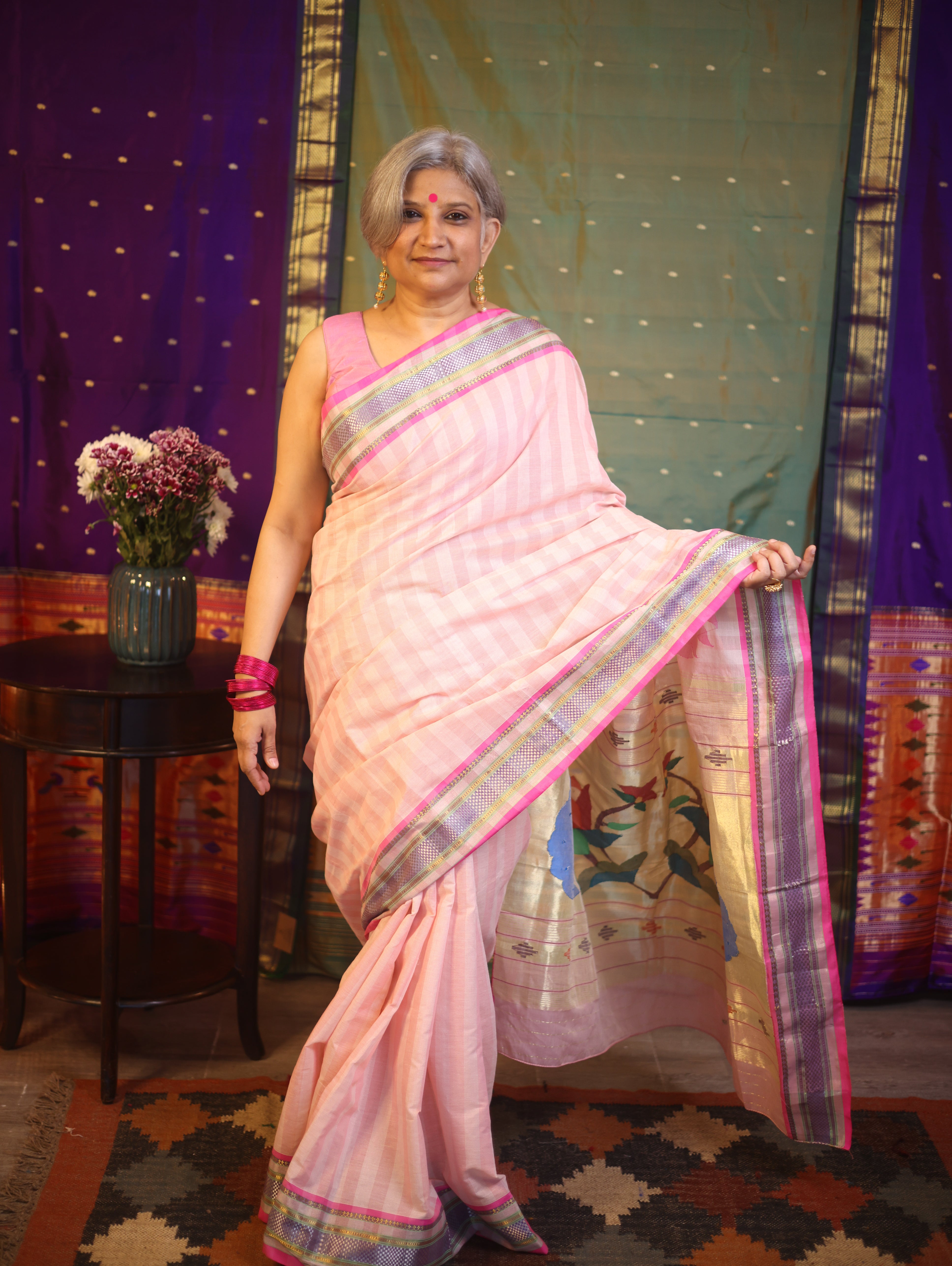 Baby Pink Cotton Paithani Saree - SRBPCPS574
