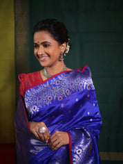 Blue Handborder Chandri Silk Saree -SRNHCSS441