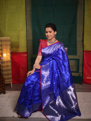 Blue Handborder Chandri Silk Saree -SRNHCSS441
