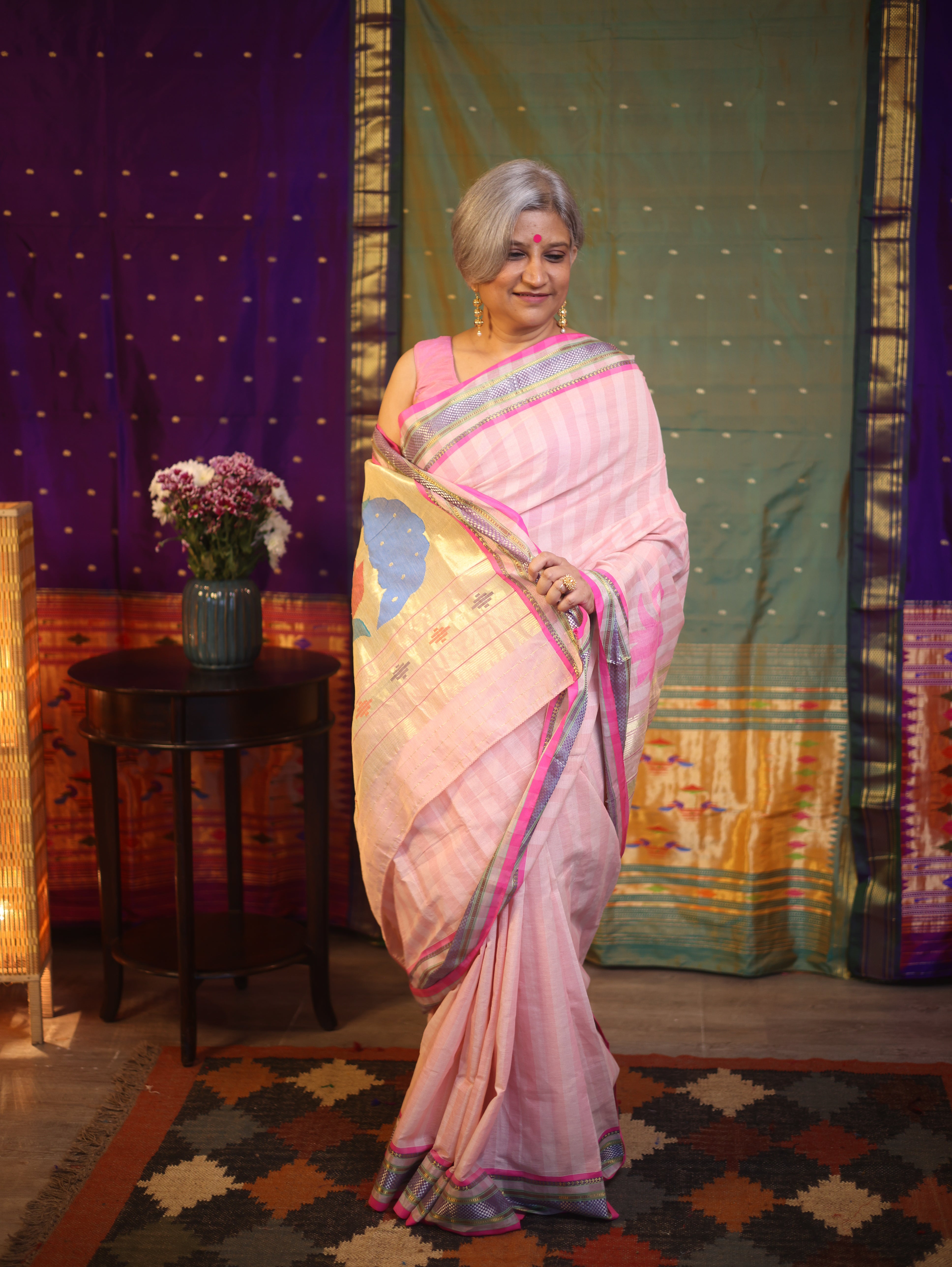Baby Pink Cotton Paithani Saree - SRBPCPS574