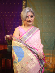 Baby Pink Cotton Paithani Saree - SRBPCPS574