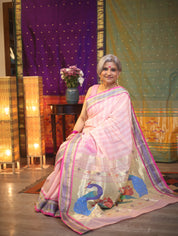 Baby Pink Cotton Paithani Saree - SRBPCPS574