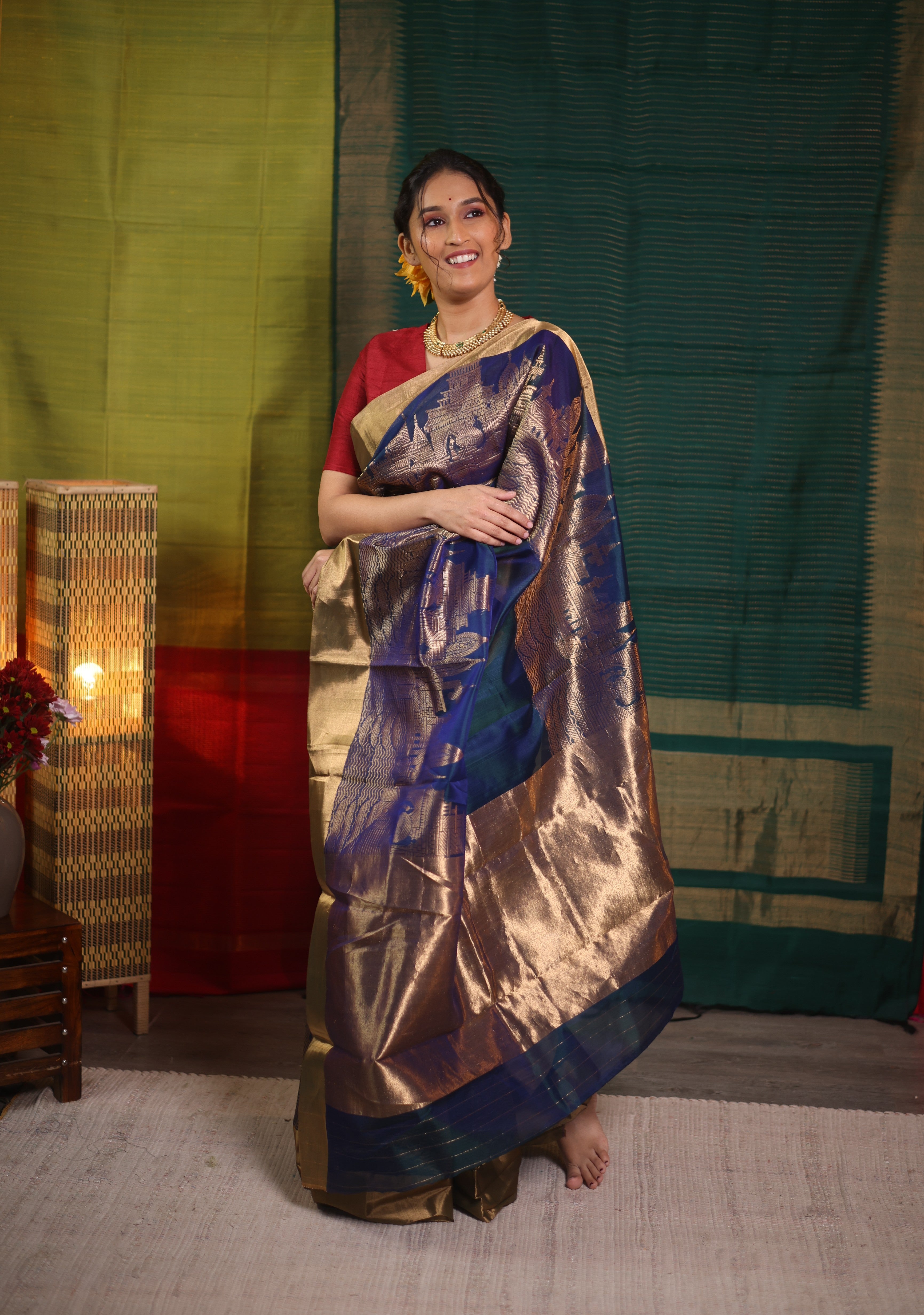Peacock Blue Chanderi Silk Saree - SRPBCSS517