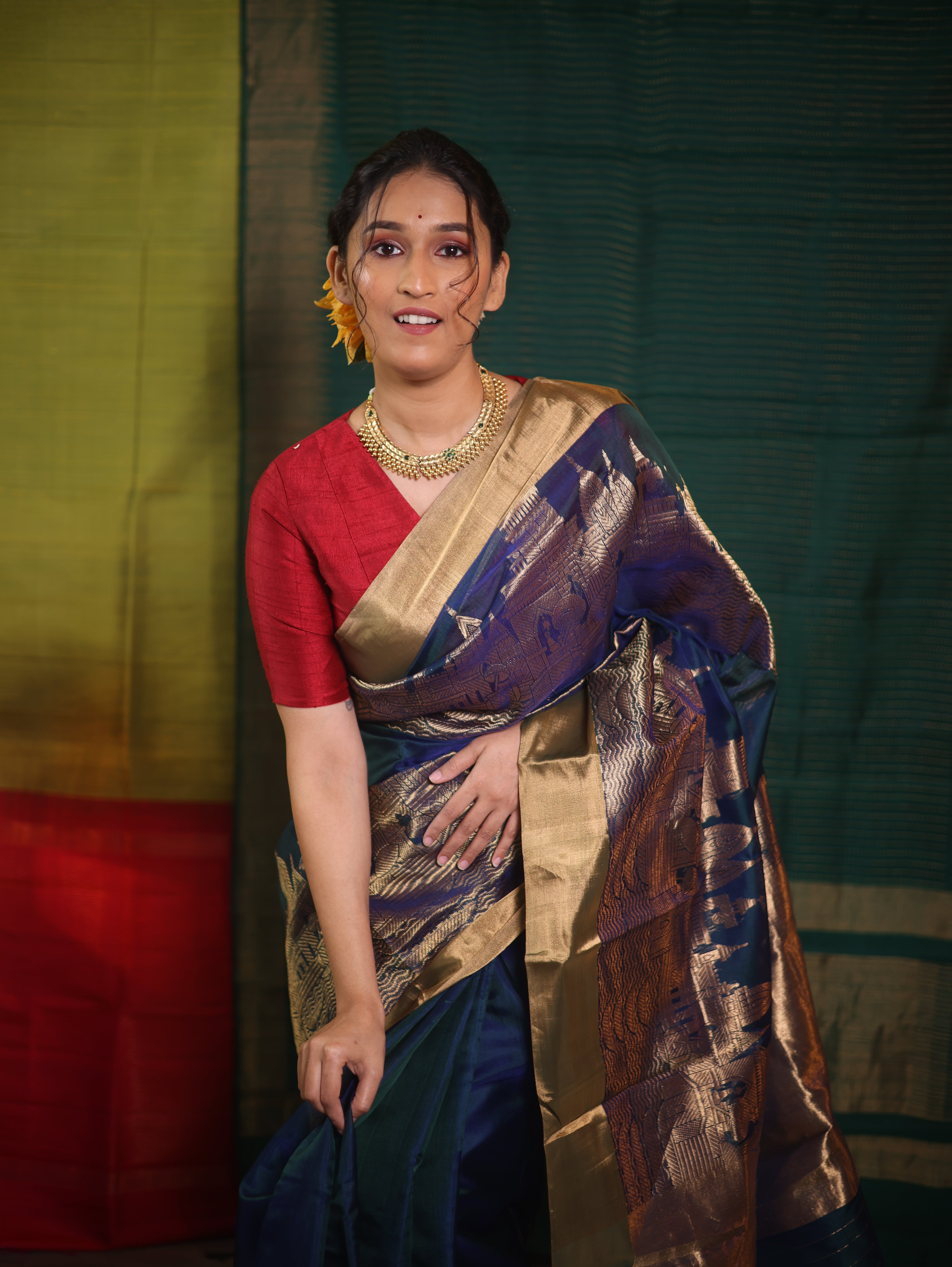 Peacock Blue Chanderi Silk Saree - SRPBCSS517