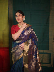 Peacock Blue Chanderi Silk Saree - SRPBCSS517