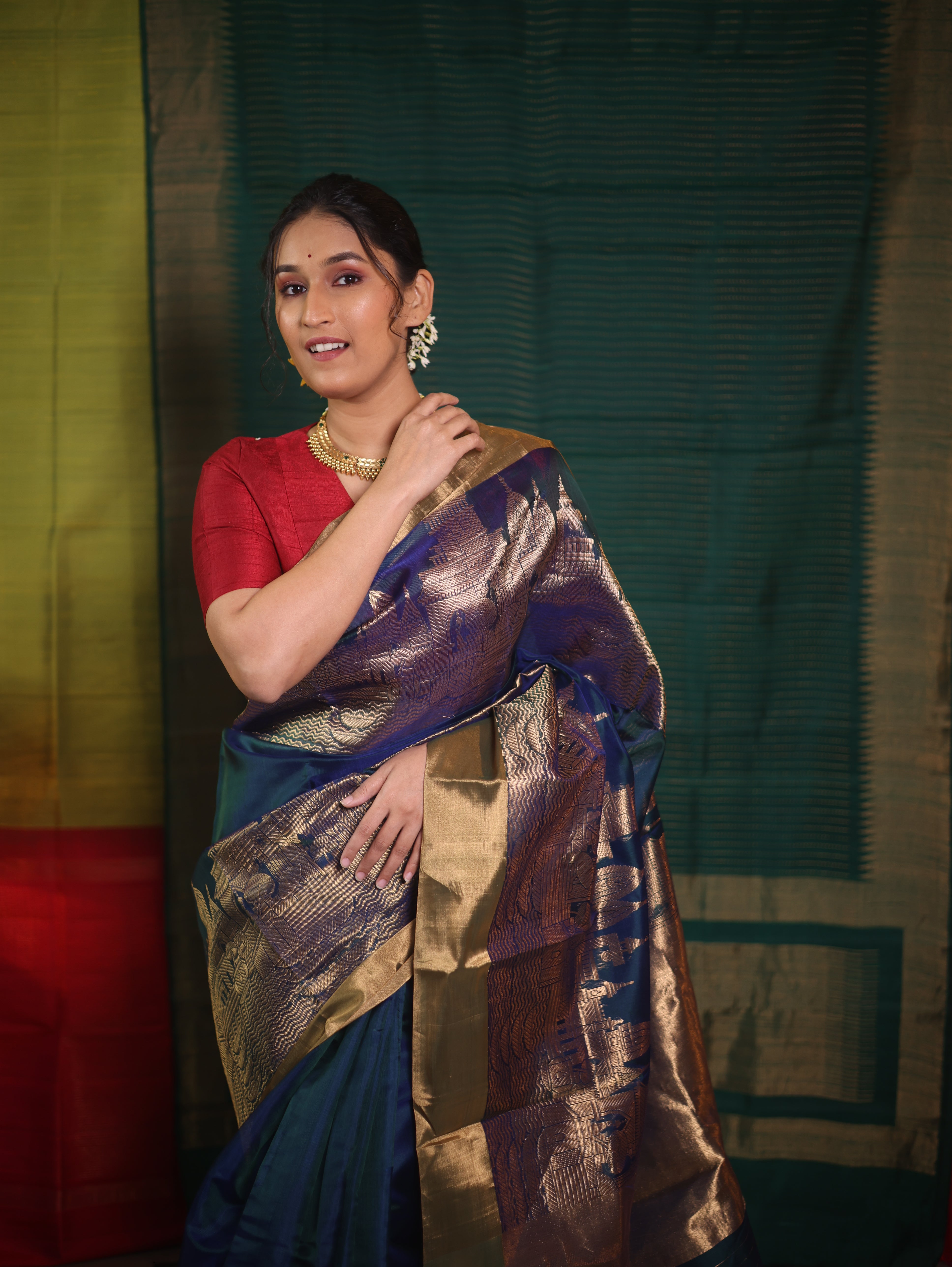 Peacock Blue Chanderi Silk Saree - SRPBCSS517