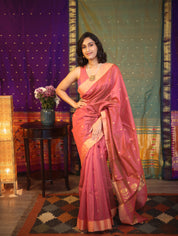 Two Tone Pink Chanderi Cotton Silk Saree - SRTTPCSS320