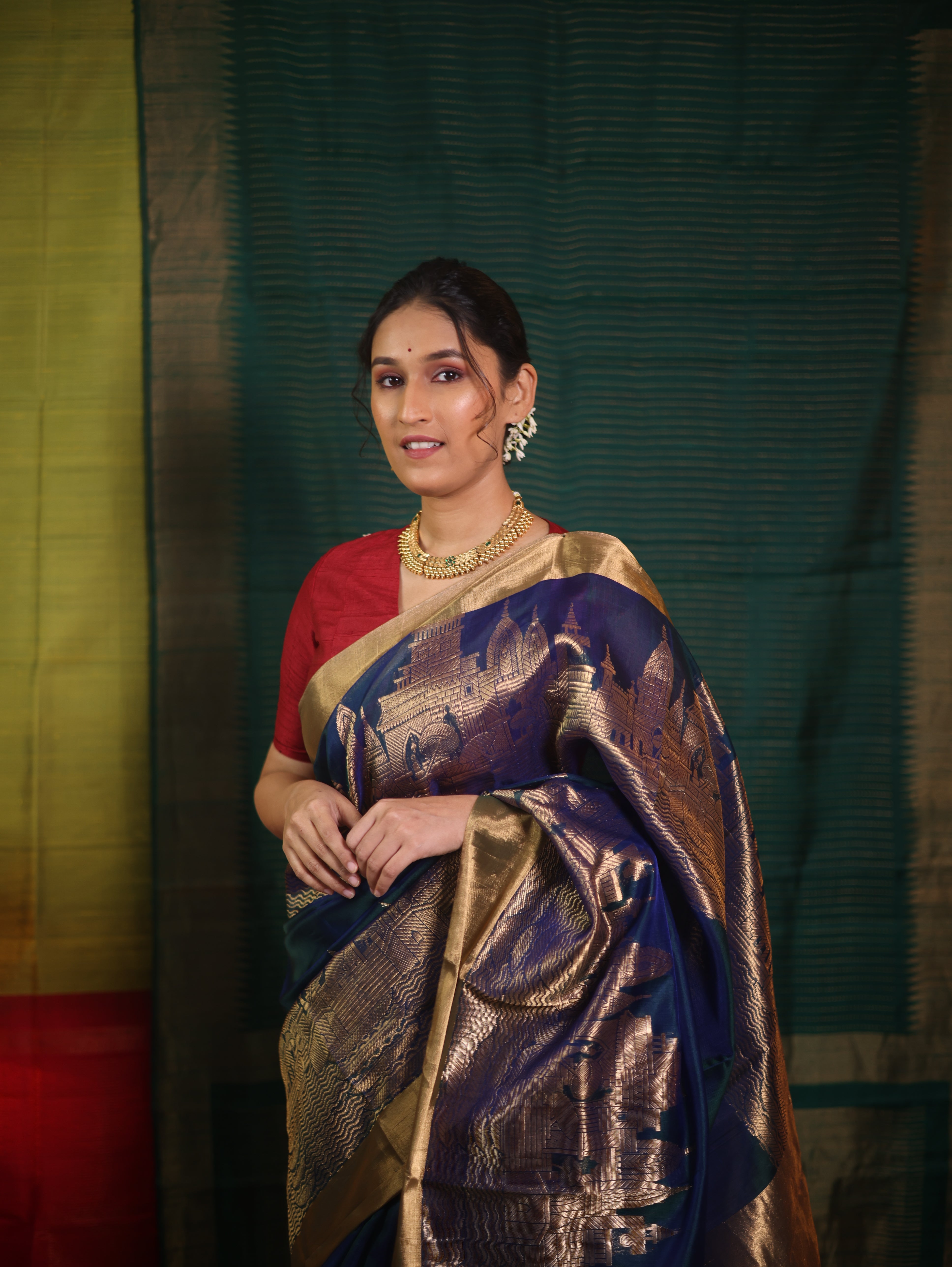 Peacock Blue Chanderi Silk Saree - SRPBCSS517