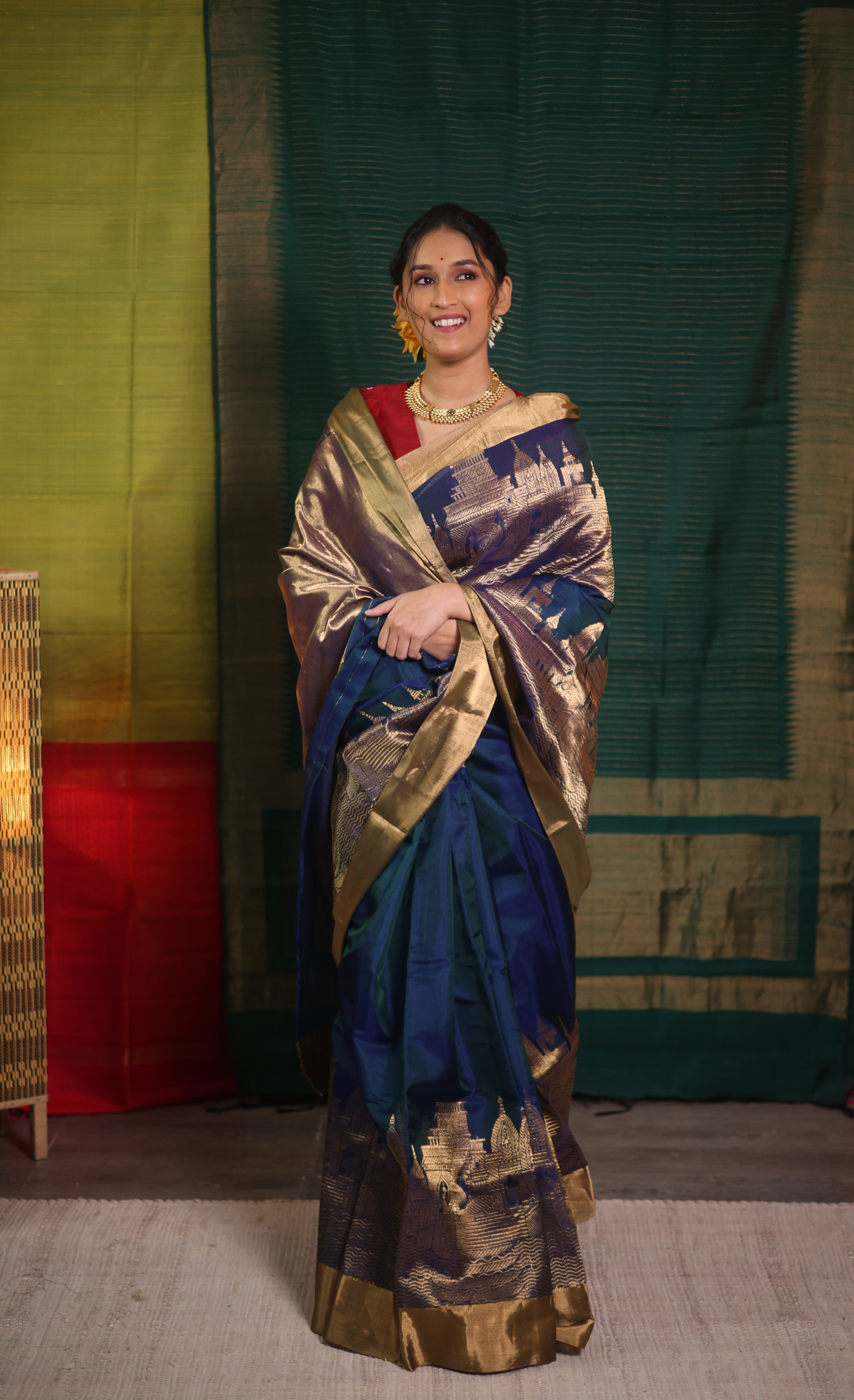 Peacock Blue Chanderi Silk Saree - SRPBCSS517