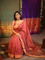Two Tone Pink Chanderi Cotton Silk Saree - SRTTPCSS320