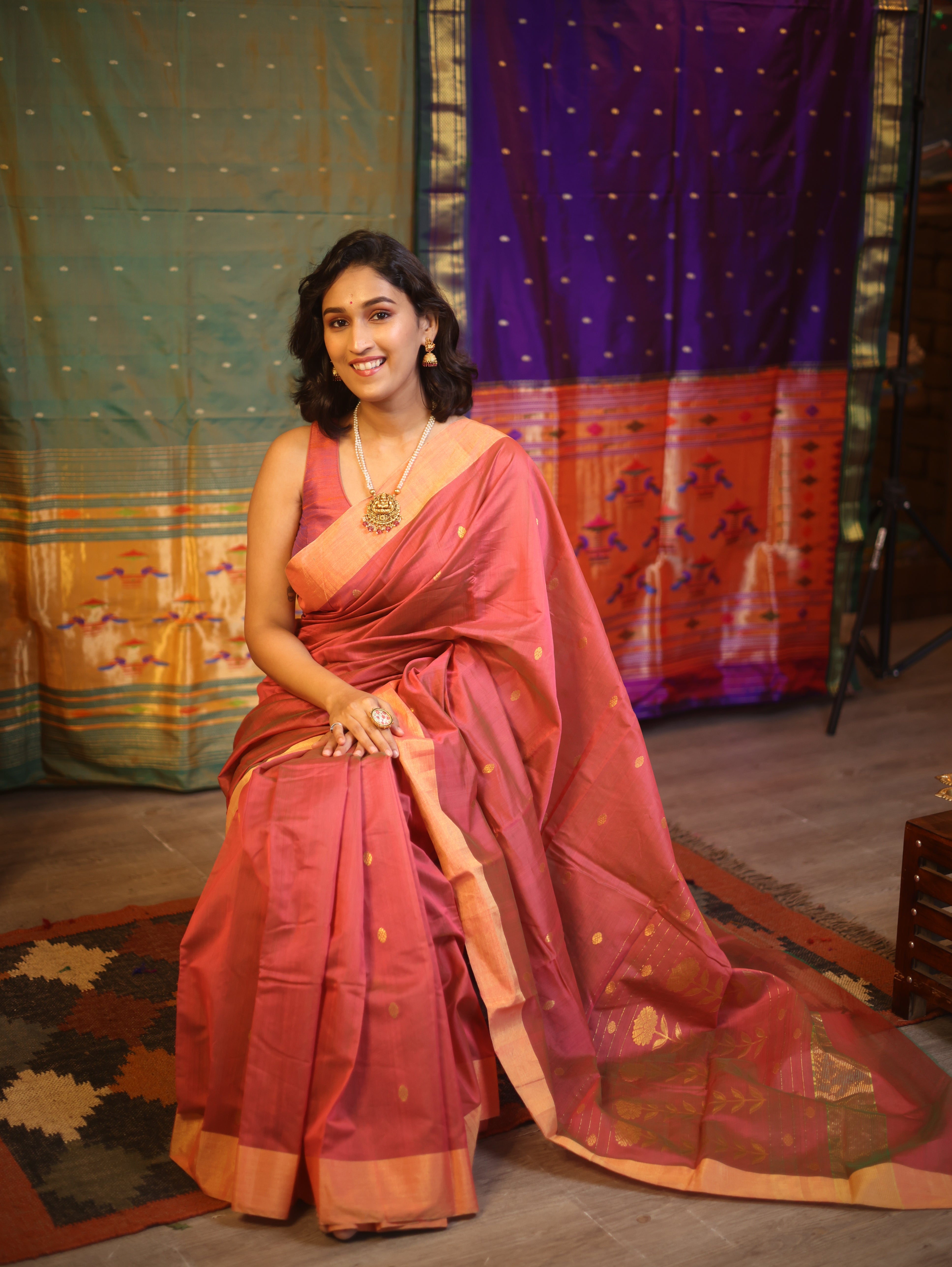 Two Tone Pink Chanderi Cotton Silk Saree - SRTTPCSS320