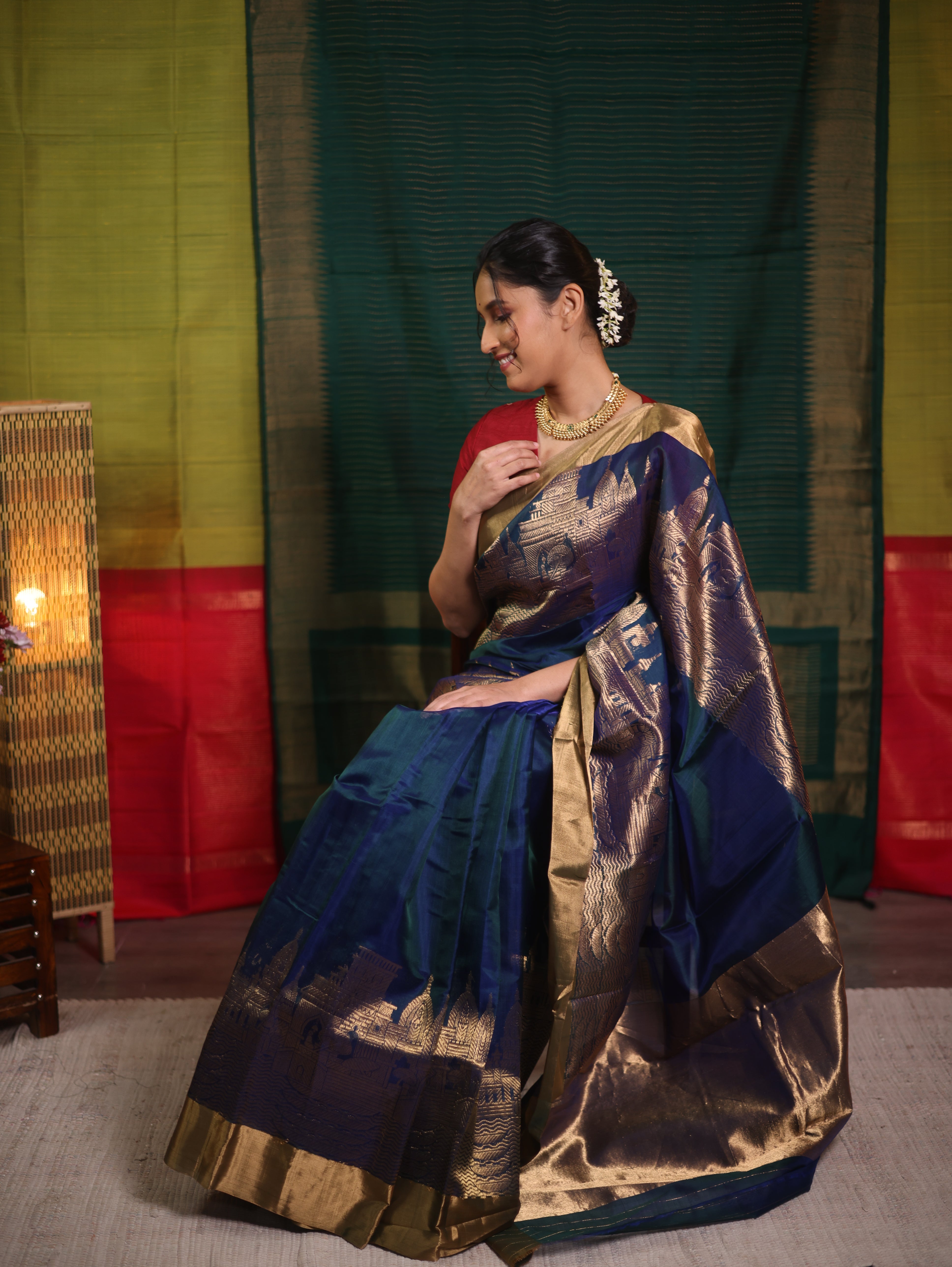Peacock Blue Chanderi Silk Saree - SRPBCSS517