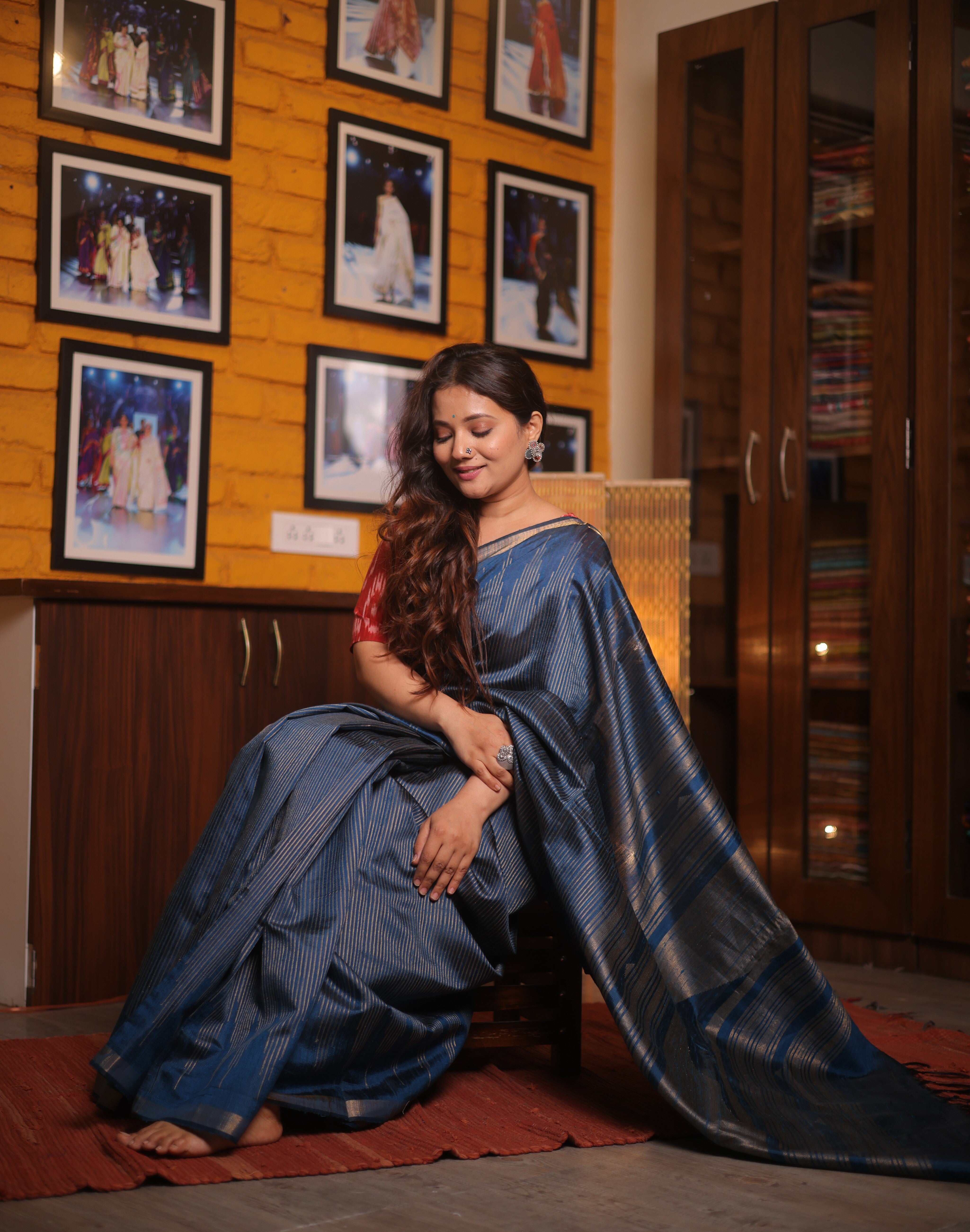 Blue Raw Silk Saree - SRBRSS791