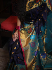 Midnight Blue Gadwal Silk Saree - SRMBGSS295