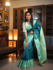 Peacock Green Kanjeevaram Silk Saree-SRPGKSS741