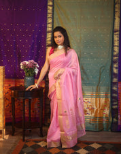 Baby Pink Chanderi Cotton Silk Saree - SRBPCSS289