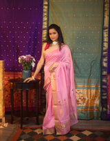 Baby Pink Chanderi Cotton Silk Saree - SRBPCSS289
