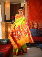 Neon Green Silk Paithani Saree - SRNGSPS699