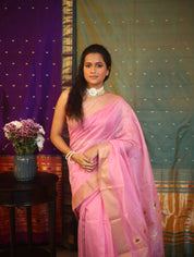 Baby Pink Chanderi Cotton Silk Saree - SRBPCSS289