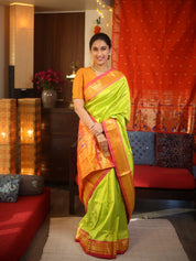 Neon Green Silk Paithani Saree - SRNGSPS699