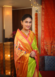 Neon Green Silk Paithani Saree - SRNGSPS699