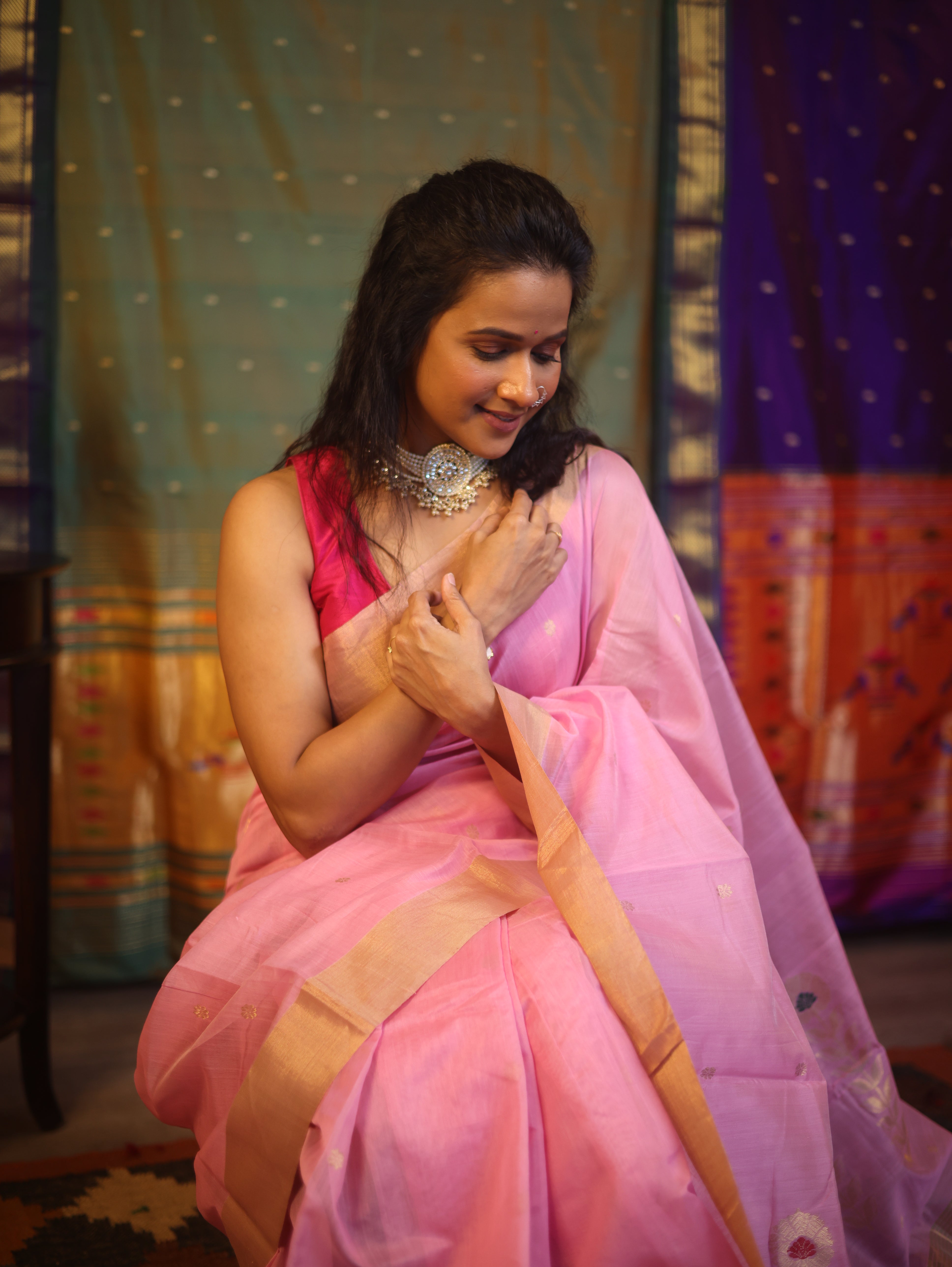 Baby Pink Chanderi Cotton Silk Saree - SRBPCSS289