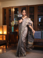 Grey Kanjeevaram Silk Saree - SRGKSS594
