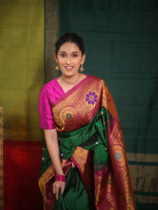 Green Gadwal Silk Saree - SRGGSS575
