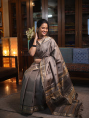 Grey Kanjeevaram Silk Saree - SRGKSS594