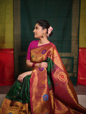 Green Gadwal Silk Saree - SRGGSS575