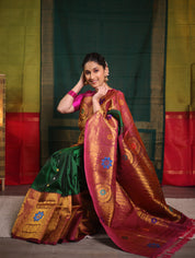 Green Gadwal Silk Saree - SRGGSS575