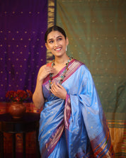 Sky Blue Silk Paithani Saree - SRSBSPS577