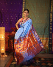 Sky Blue Silk Paithani Saree - SRSBSPS577