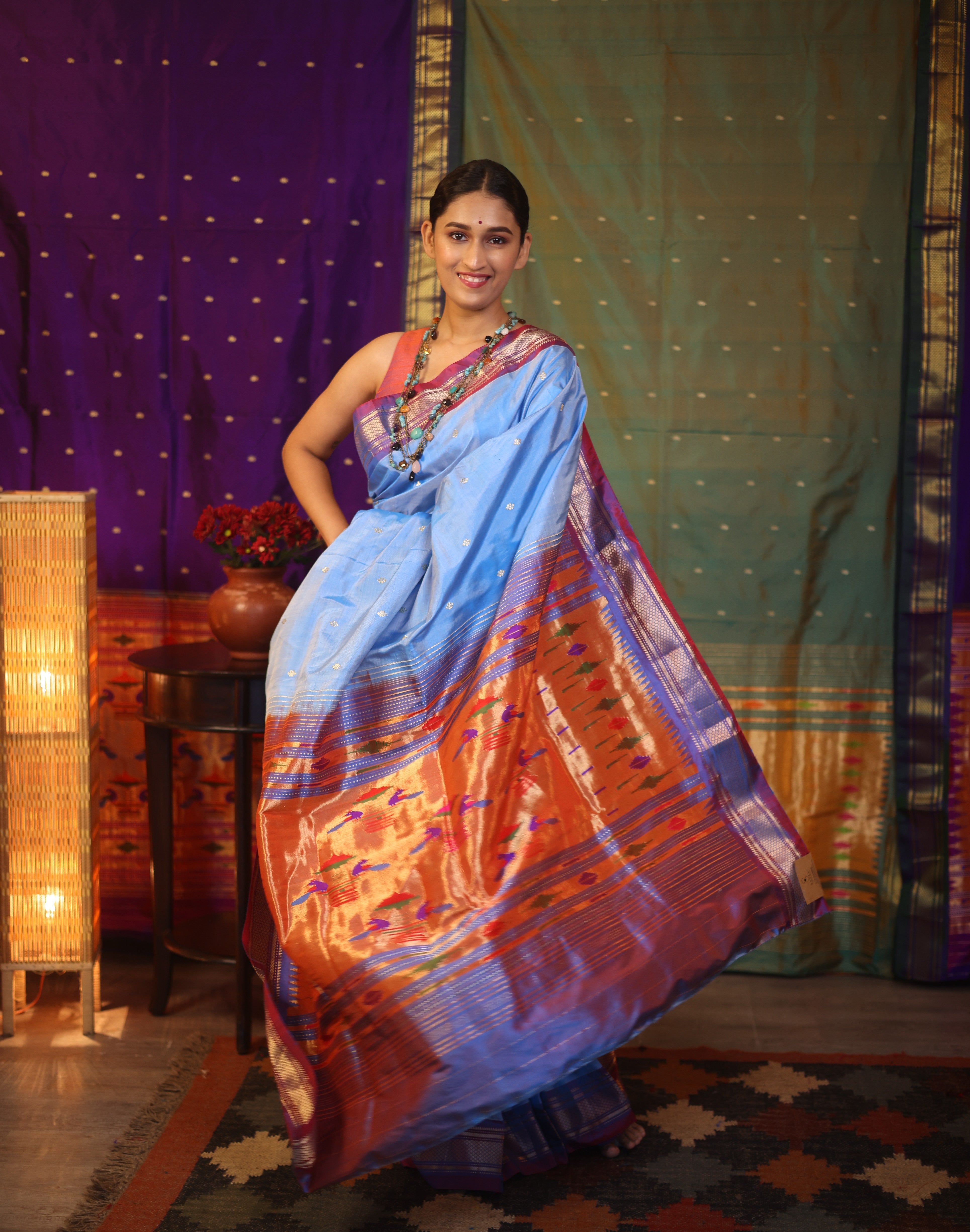 Sky Blue Silk Paithani Saree - SRSBSPS577